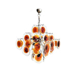 Vintage Murano Orange Brown Transparent Disc Chandelier