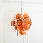 Vintage Murano Orange Transparent Disc Chandelier