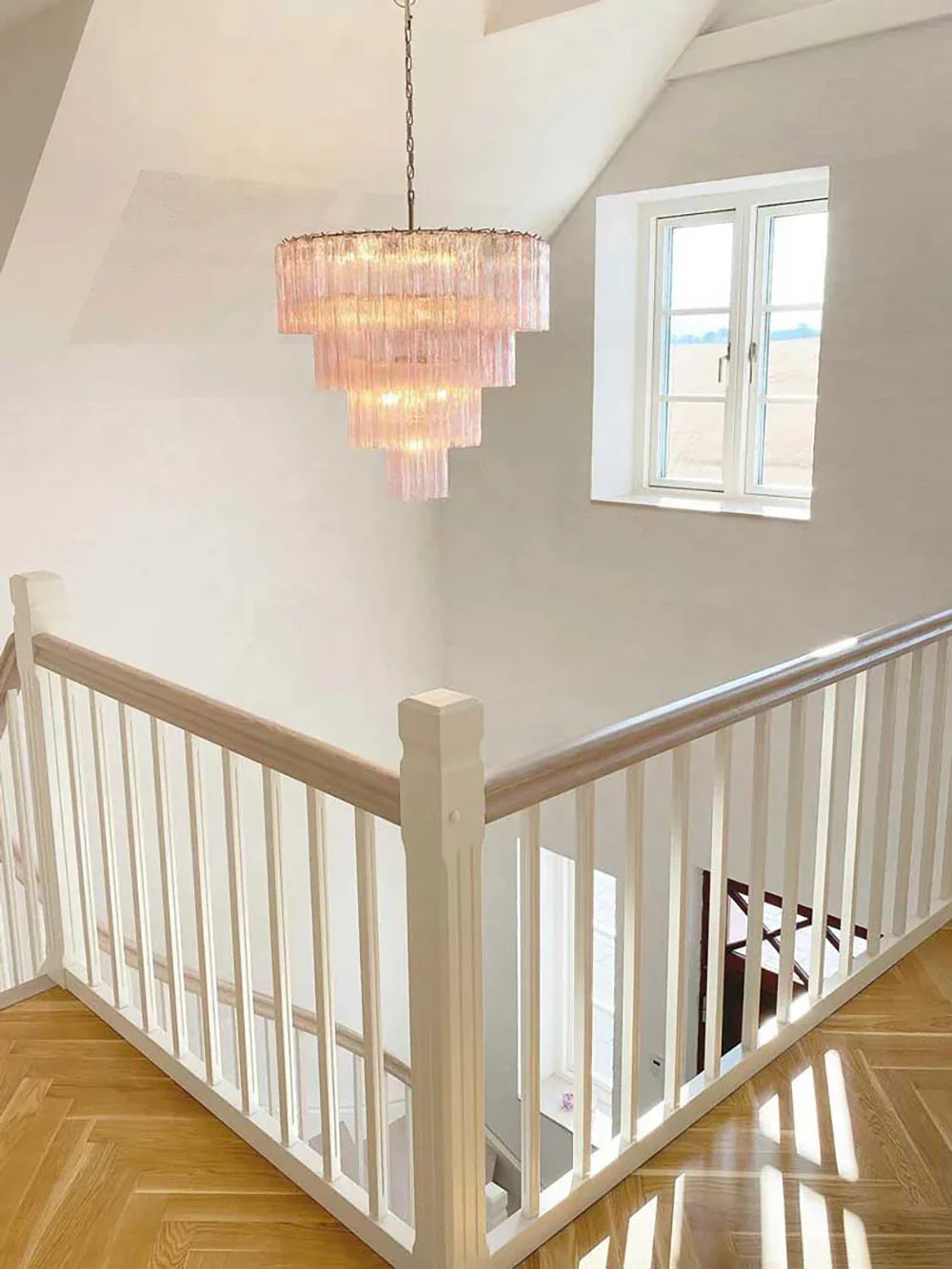 Vintage Murano Pink Glass Chandelier