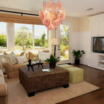 Vintage Murano Pink Glass Disks Chandelier