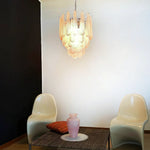 Vintage Murano Pink Glass Petals Chandelier 1