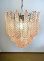 Vintage Murano Pink Glass Petals Chandelier 1