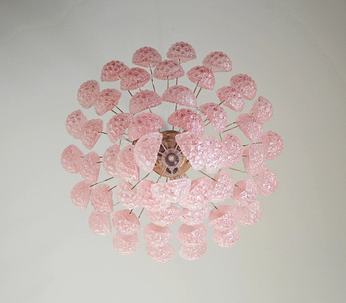 Vintage Murano Pink Petals Drop Glass Chandelier