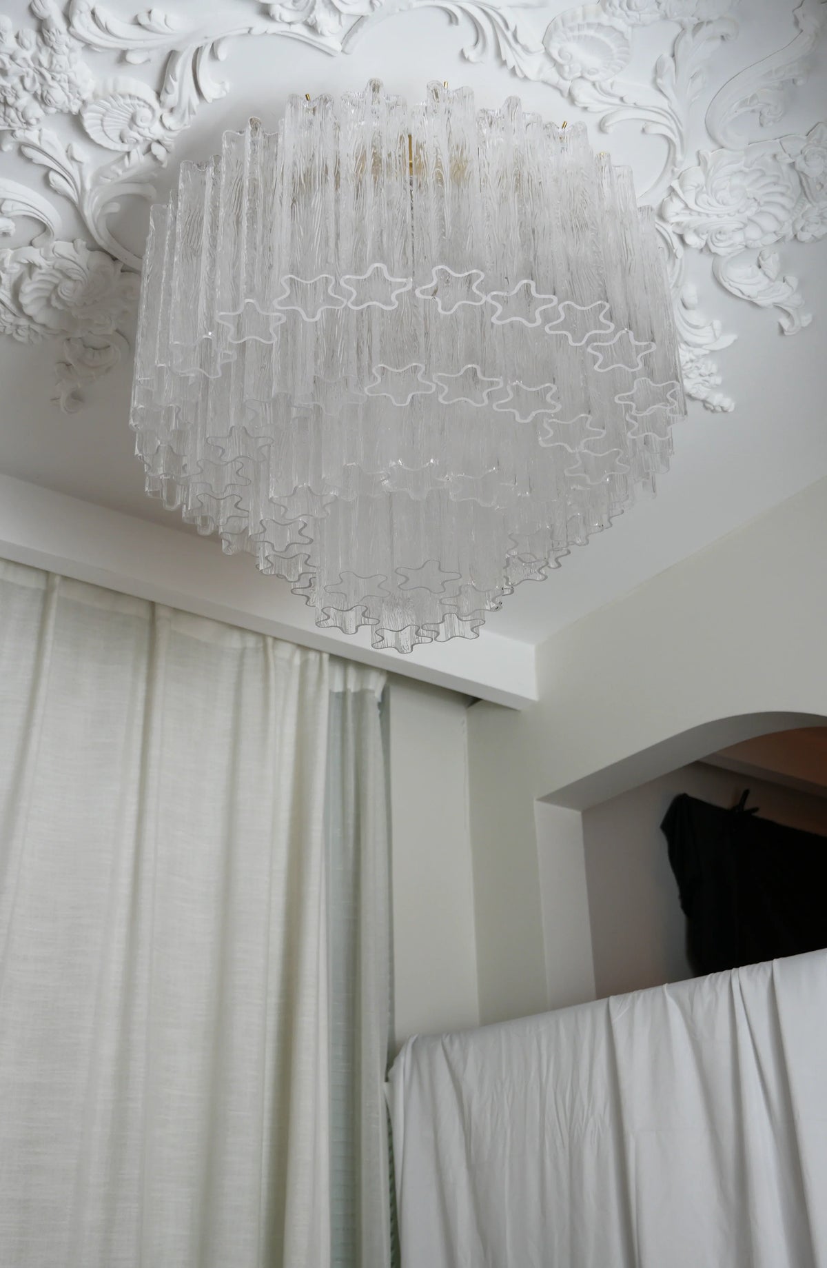 Vintage Murano Transparent Glass Ceiling Light