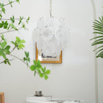 Vintage Murano White Glass Disks Chandelier