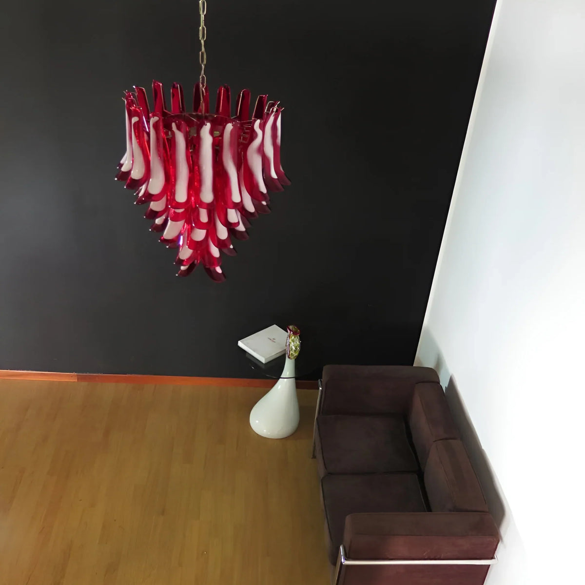 Vintage Red Murano Glass Petals Chandelier