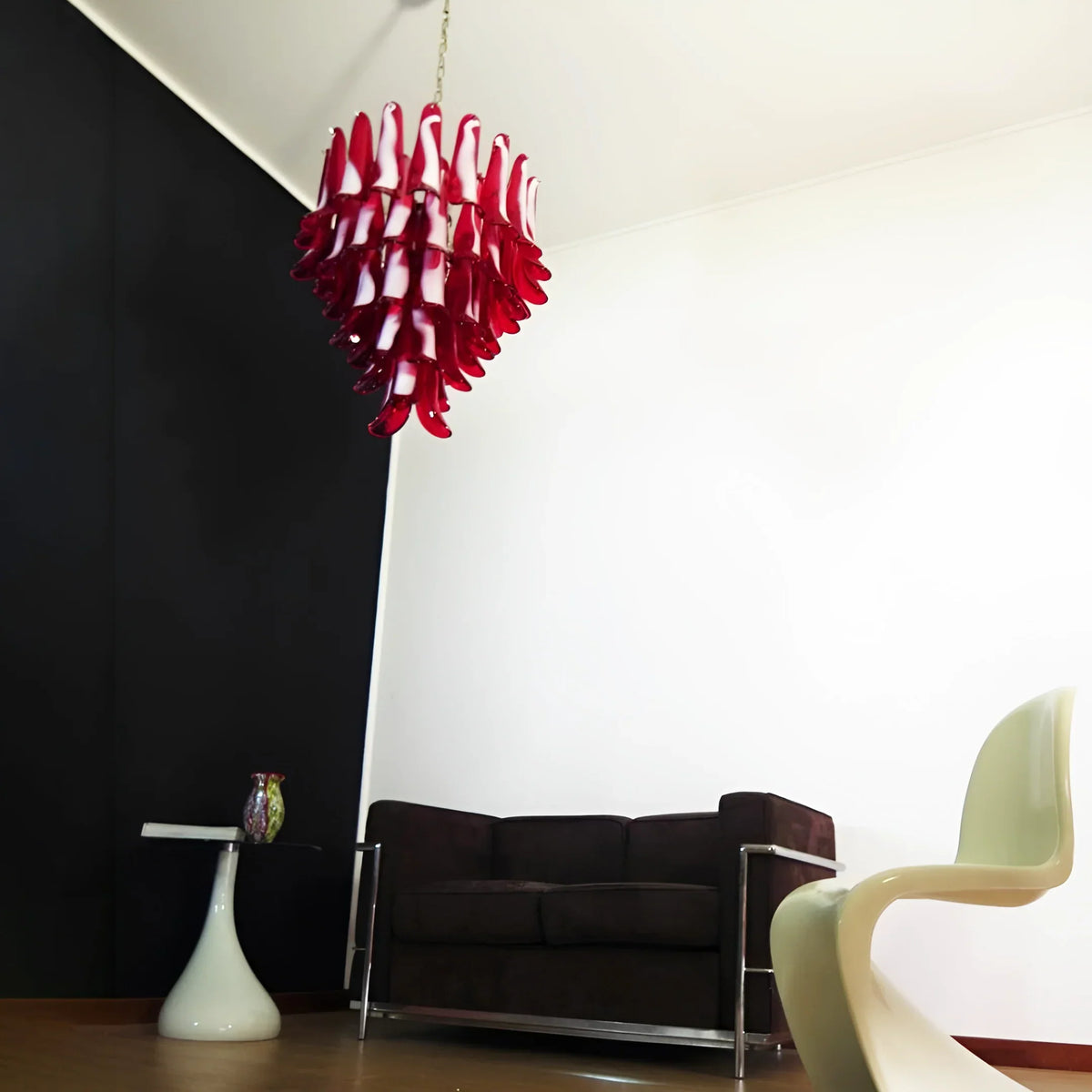 Vintage Red Murano Glass Petals Chandelier