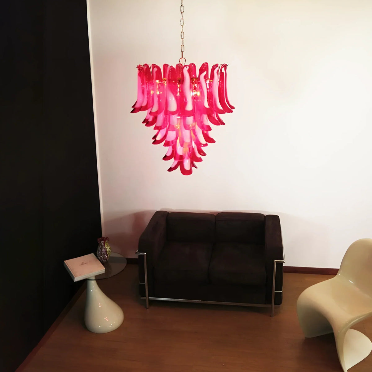 Vintage Red Murano Glass Petals Chandelier
