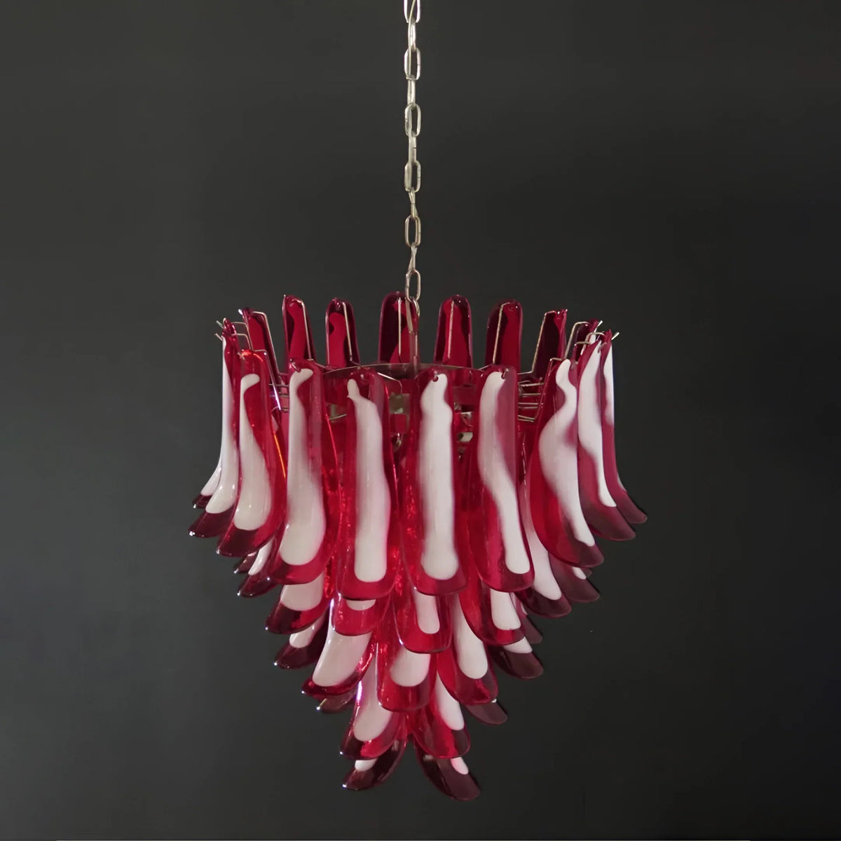 Vintage Red Murano Glass Petals Chandelier