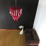 Vintage Red Murano Glass Petals Chandelier