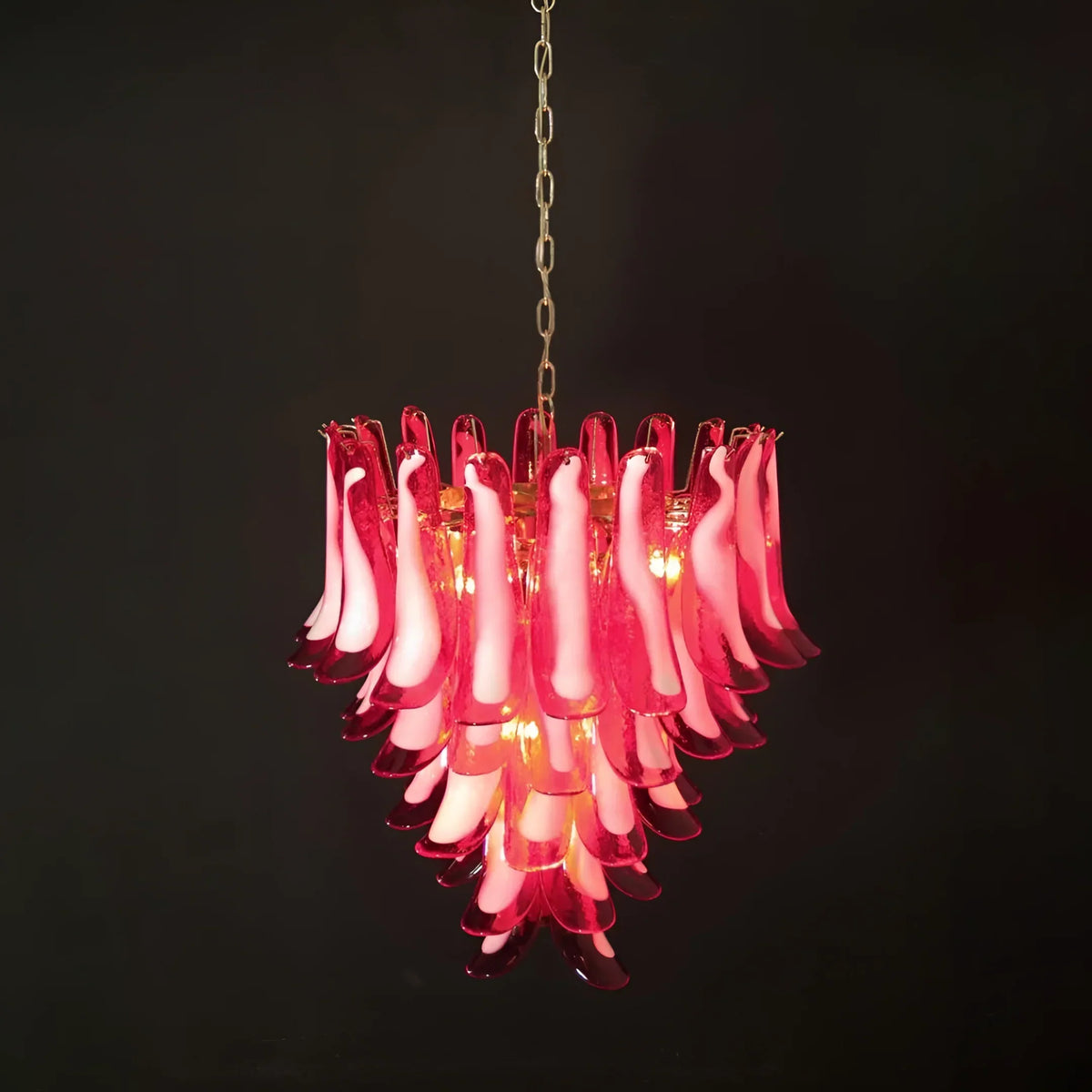 Vintage Red Murano Glass Petals Chandelier