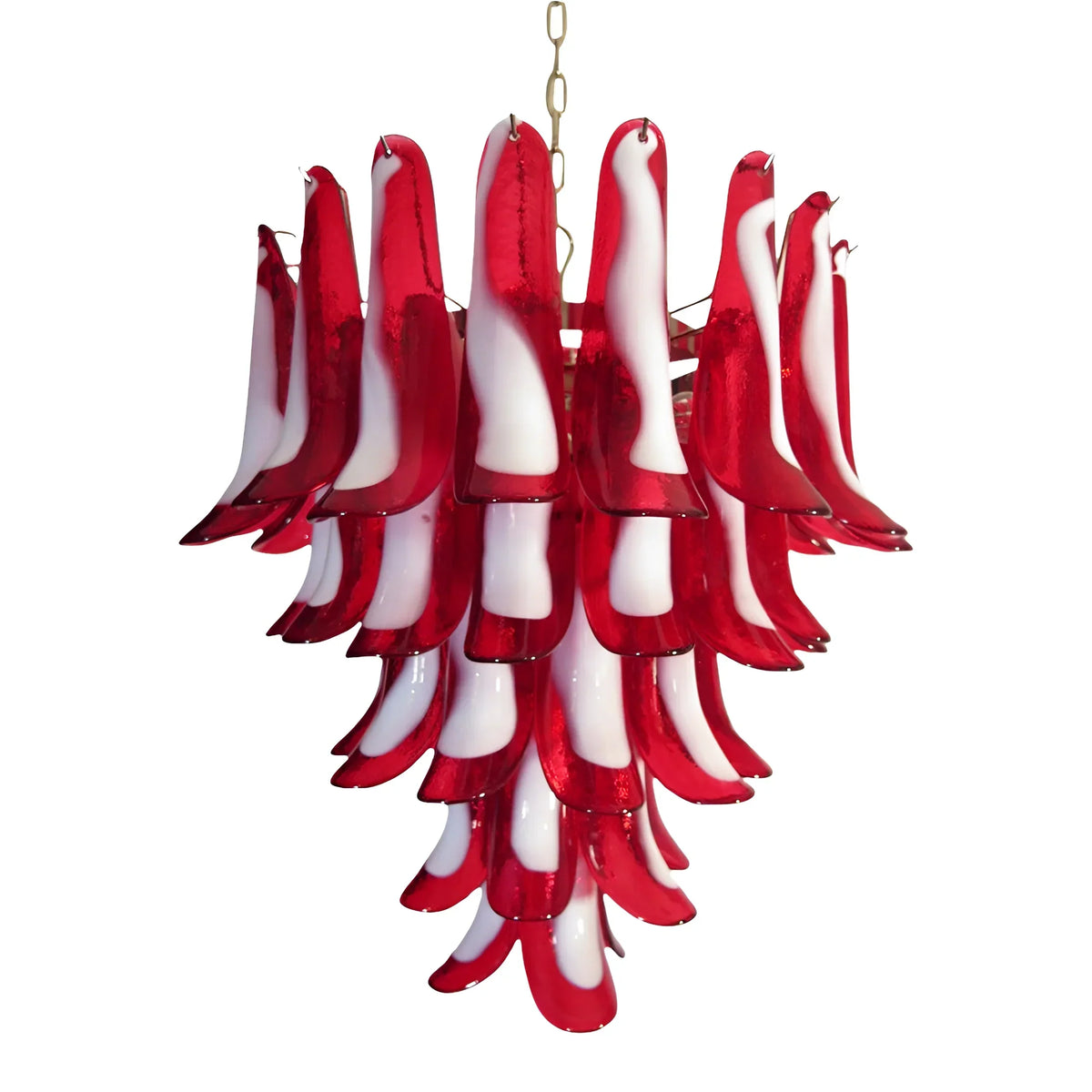 Vintage Red Murano Glass Petals Chandelier
