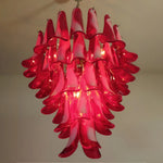 Vintage Red Murano Glass Petals Chandelier