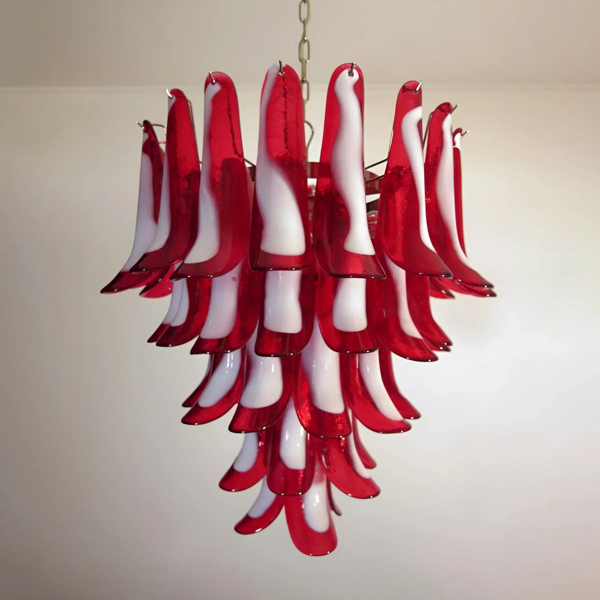 Vintage Red Murano Glass Petals Chandelier