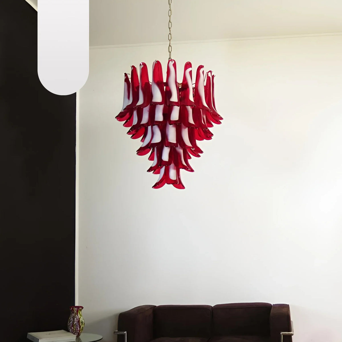 Vintage Red Murano Glass Petals Chandelier