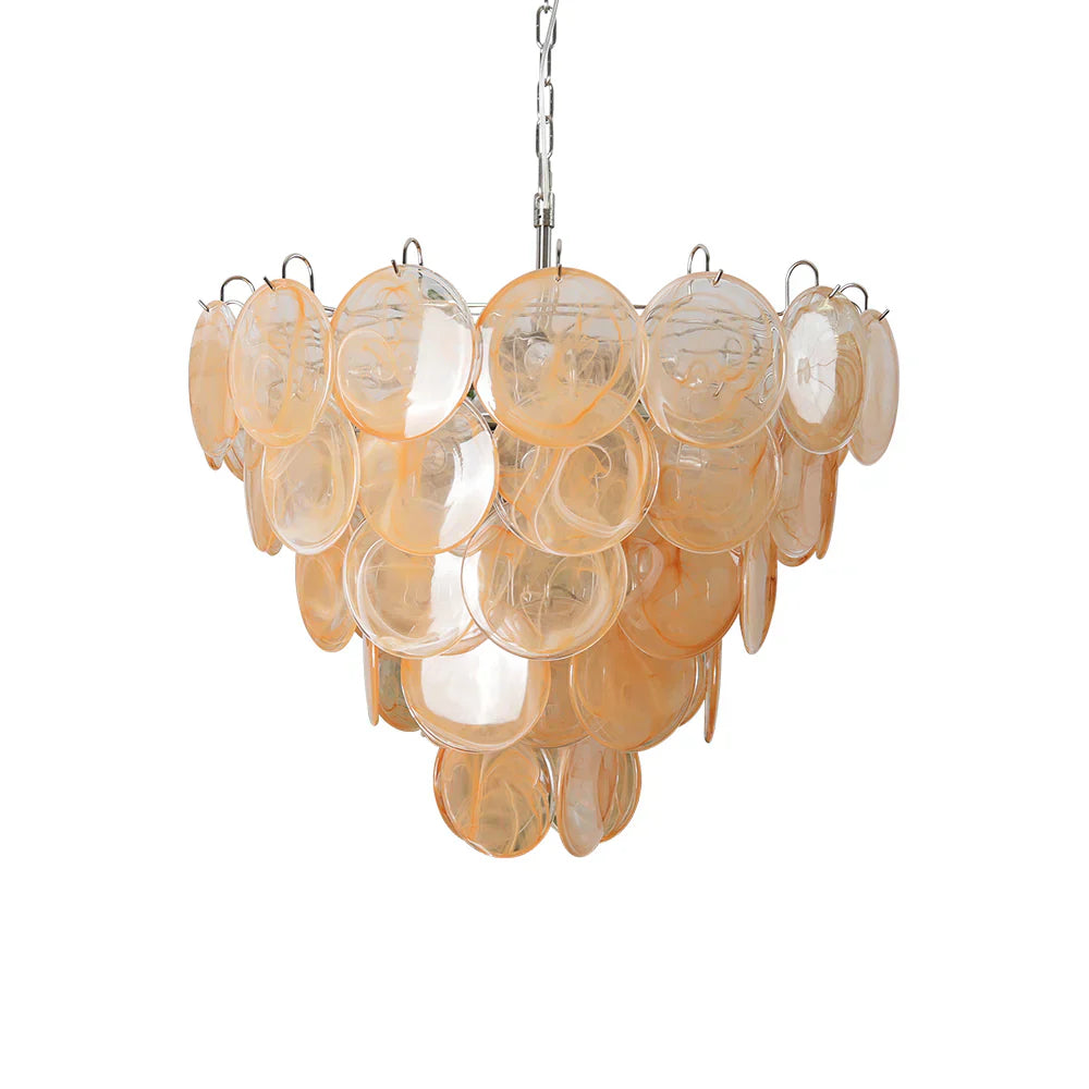 Elegant Gold Murano Iridescent Disc Chandelier