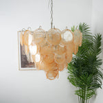 Elegant Gold Murano Iridescent Disc Chandelier