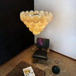 Elegant Gold Murano Iridescent Disc Chandelier