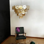 Elegant Gold Murano Iridescent Disc Chandelier