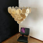 Elegant Gold Murano Iridescent Disc Chandelier