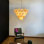 Elegant Gold Murano Iridescent Disc Chandelier