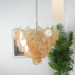 Elegant Gold Murano Iridescent Disc Chandelier
