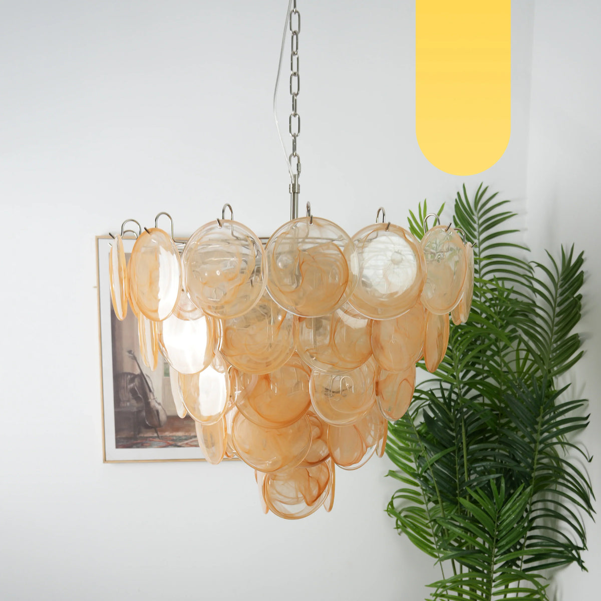 Elegant Gold Murano Iridescent Disc Chandelier
