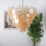 Elegant Gold Murano Iridescent Disc Chandelier