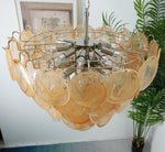 Elegant Gold Murano Iridescent Disc Chandelier
