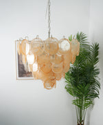 Elegant Gold Murano Iridescent Disc Chandelier