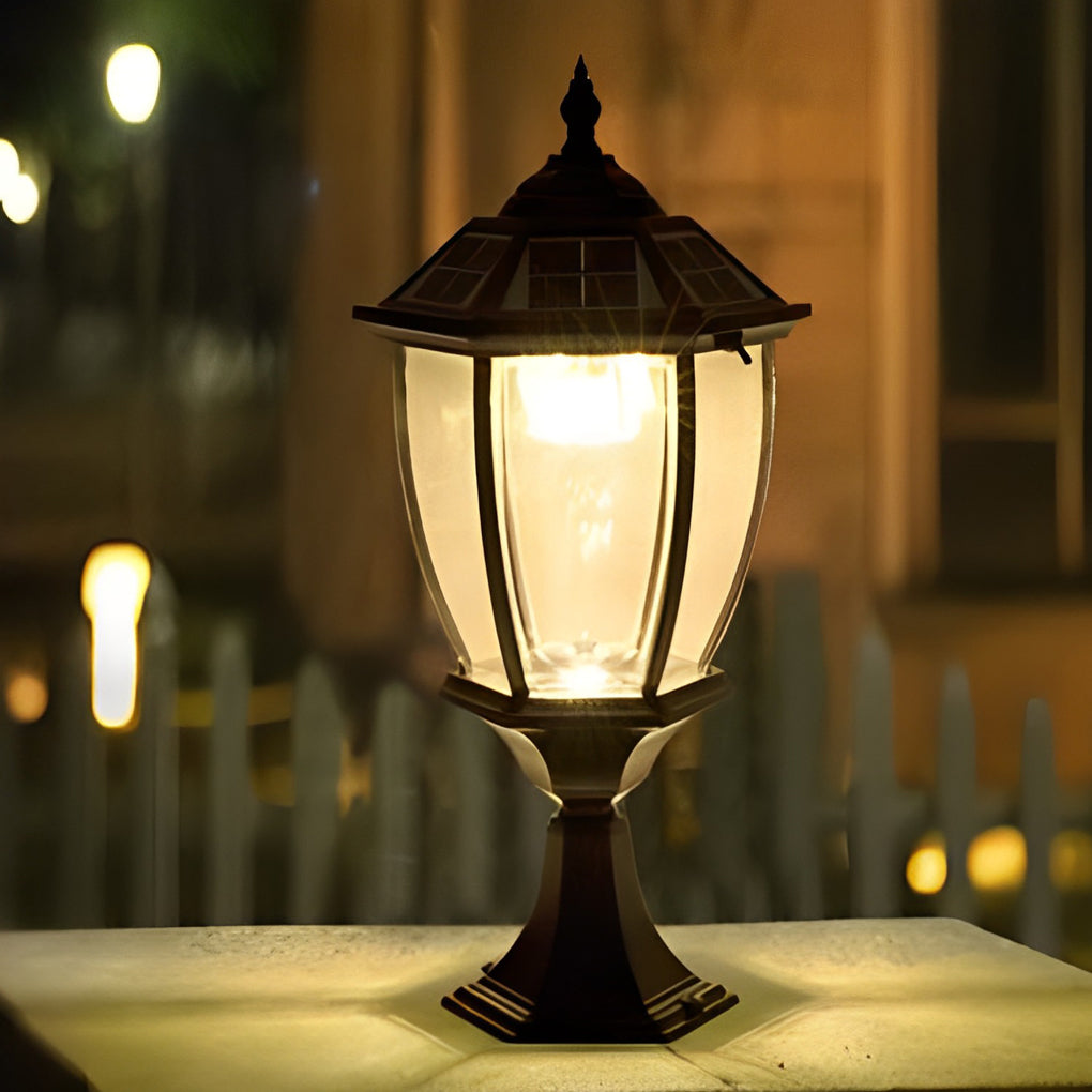 Black Vintage Outdoor Solar Fence Post Lights Li002156