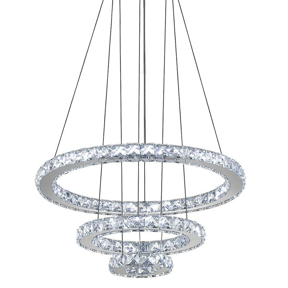 3 Ring Adjustable Circles Tiered Crystal Bling Hanging Modern Chandeliers