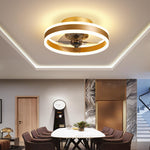 16 Circular Dimmable Modern Ceiling Fan Light Flush Mount Led Chandelier With Fan