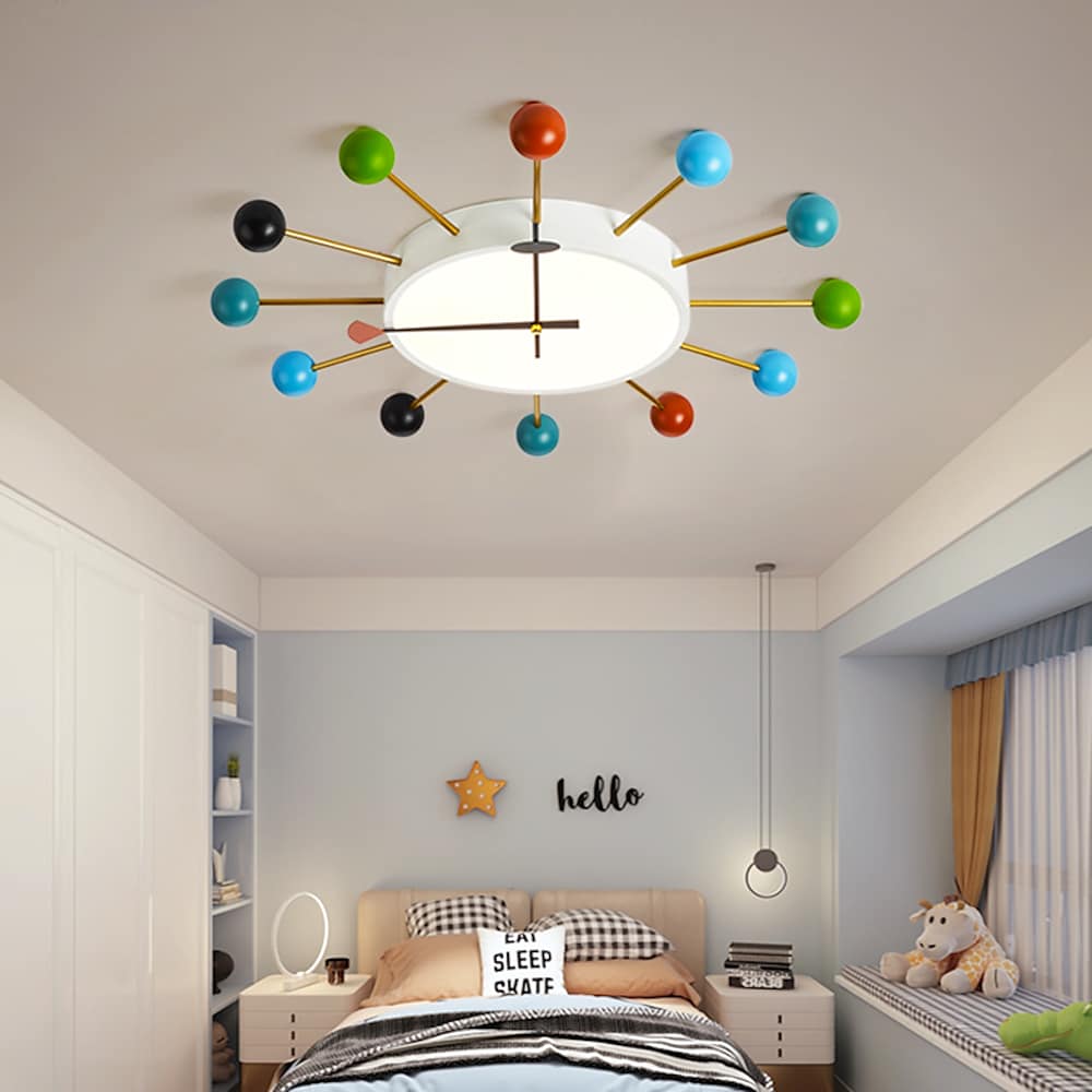 24 Inches Colorful Nelson Ball Clock Led Round Flush Mount Ceiling Light
