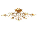 Vintage Crystal Branches Leaf Semi Flush Mount Chandelier 8 Light Led 31 19 Wide Antique Brass