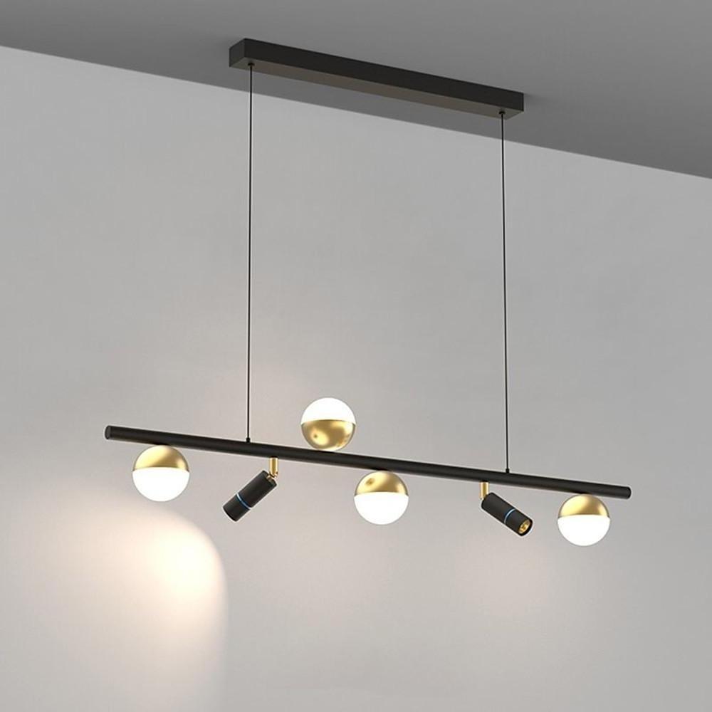 6 8 Light Black Island Horizontal Suspension Linear Pendant Light