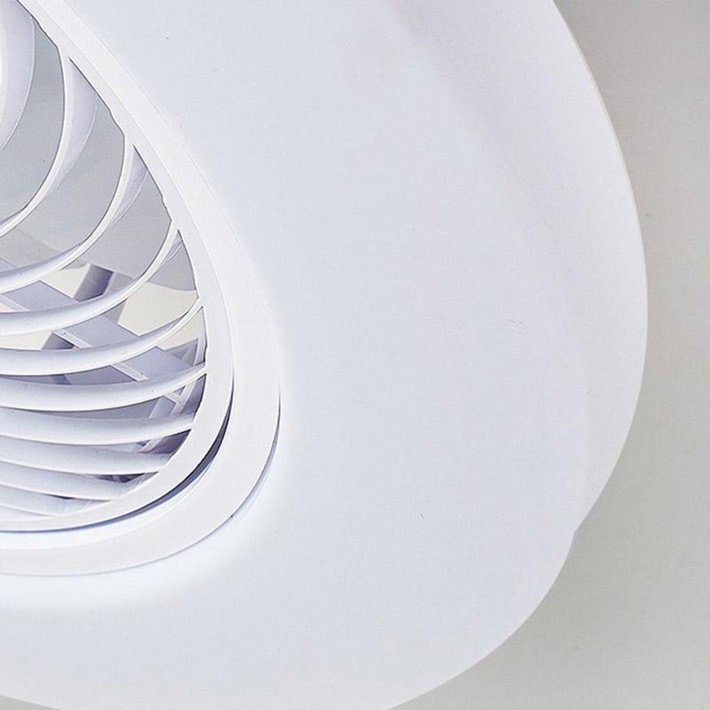Modern Flush Mount Bladeless Enclosed Ceiling Fan With Round Bright Led Lighting And Remote