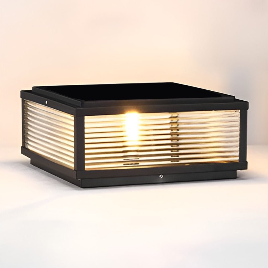 Square Ribbed Glass Outdoor Pier Mount Post Light