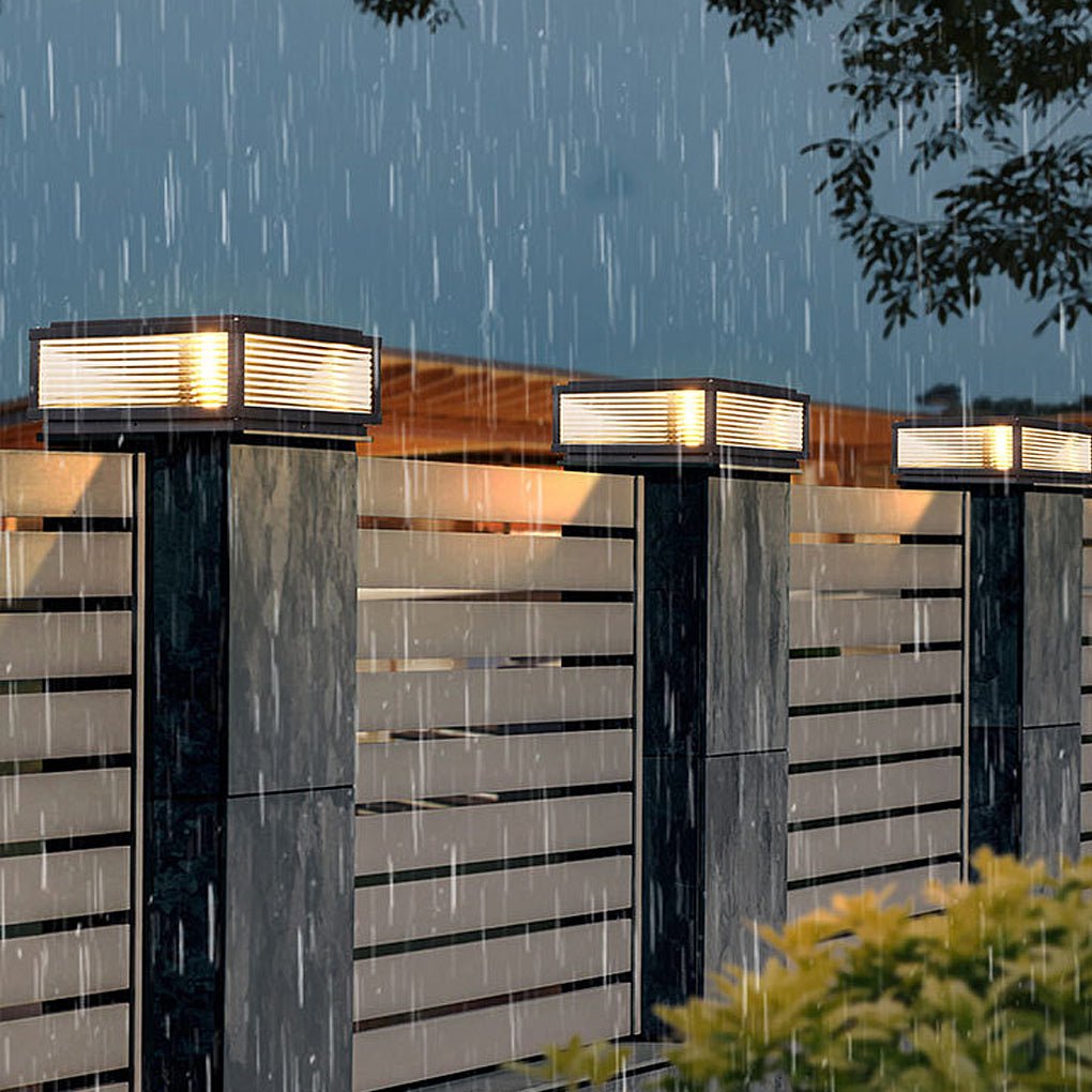 Square Ribbed Glass Outdoor Pier Mount Post Light