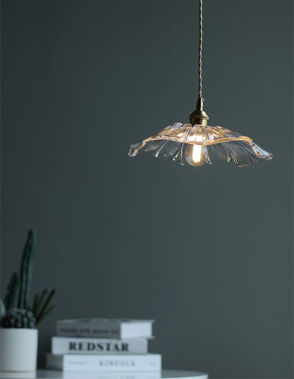Retro Lotus Creative Glass Pendant Lamp