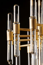 Brass Chandelier with Clear Glass Rods Shade