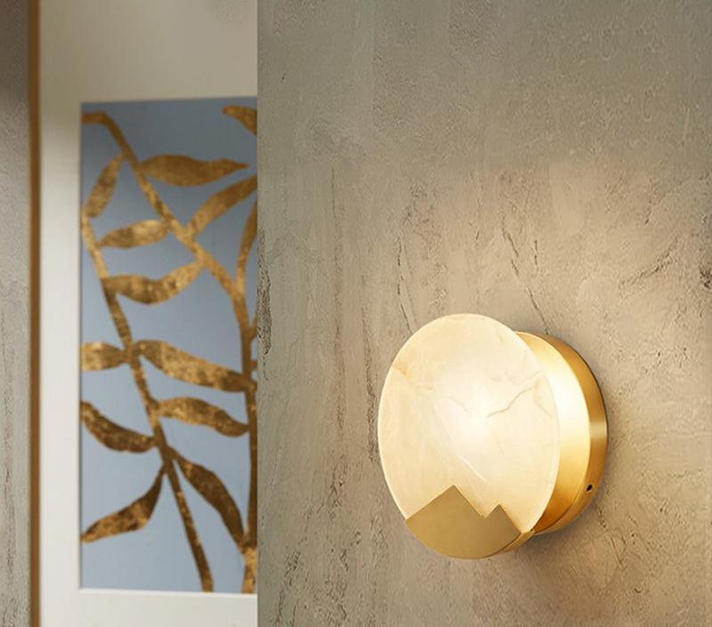 Alabaster Brass Wall Light