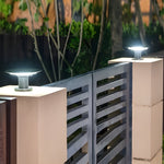 Round Ufo Shaped Solar Waterproof Outdoor Fence Post Lights