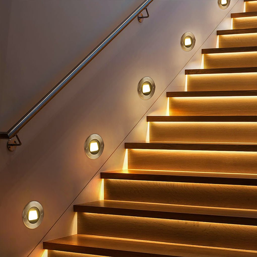 Ultra Thin Waterproof Recessed Step Lights Led Ground Lighting For Stairs Decks Ip65 110 240V Warm White